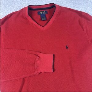 Polo Ralph Lauren Men's Medium Red Waffle Thermal Long Sleeve shirt Sleepwear